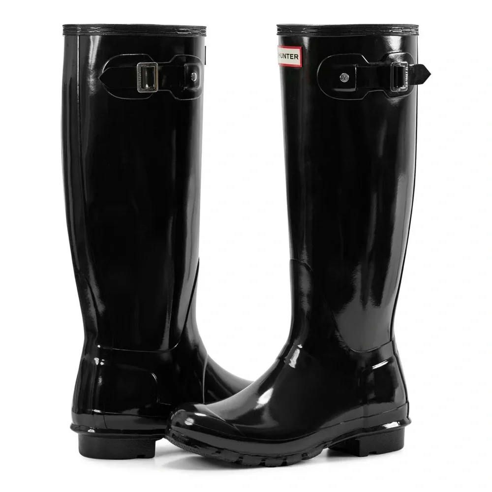 Hunter Patent Black Tall Waterproof Rain Boots